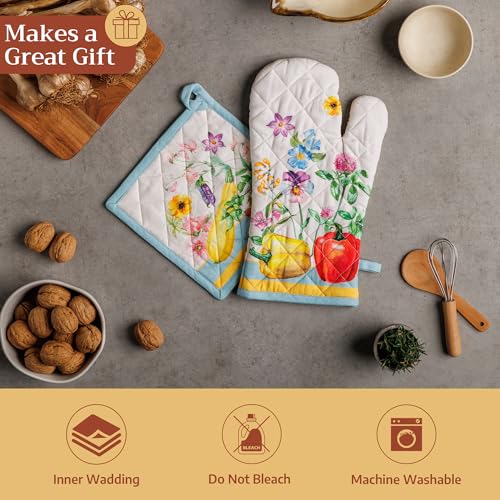 100% Cotton Oven Mitt & Pot Holder Set