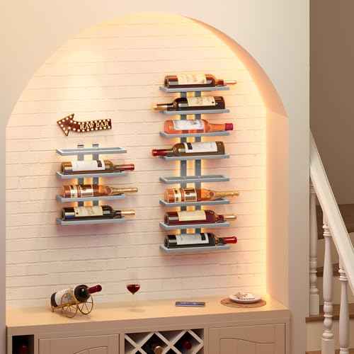 2 Set 8 Tier Wall Mount Wine Rack (16 Count)