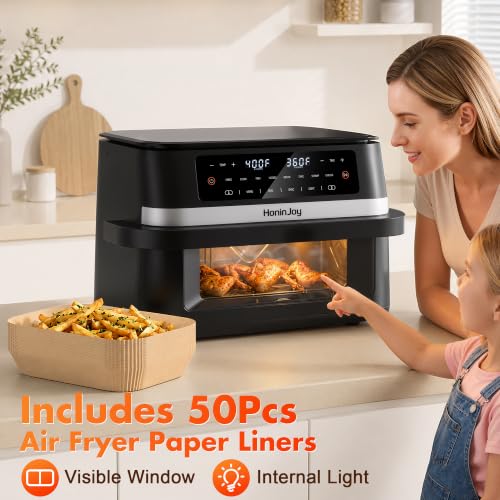 12QT Dual Basket Air Fryers with Dvider & 50PCS Paper Liners