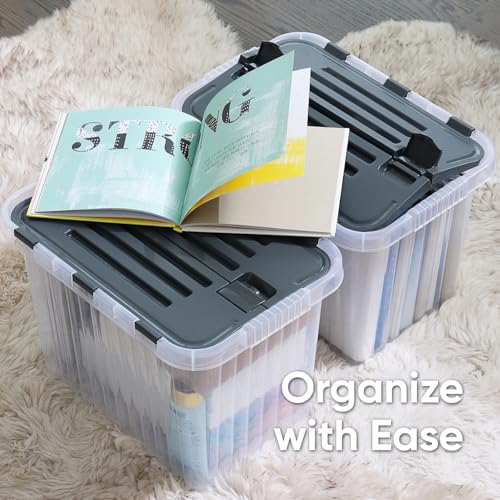 26 L Deep Storage Container with Hinged Lid 27.5 Quart (2 Count)