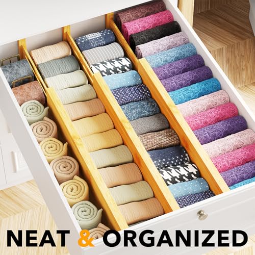 Bamboo Dresser Drawer Dividers 6 Pack (6 Count)
