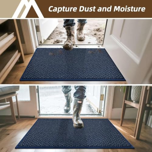 Dirt Trapper Door Mat 20"x32" Non Slip Washable Navy Blue (4.44 Sq Ft)