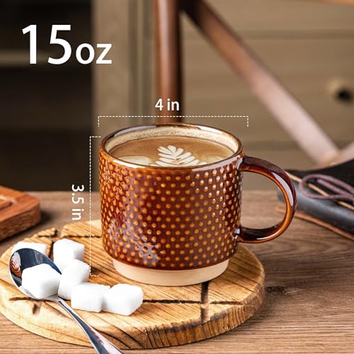 15 OZ Stackable Coffee Mugs Set of 4 (4 Count)