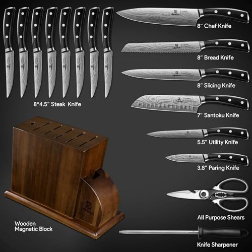 Knife Sets for Kitchen with Block (17 Count)