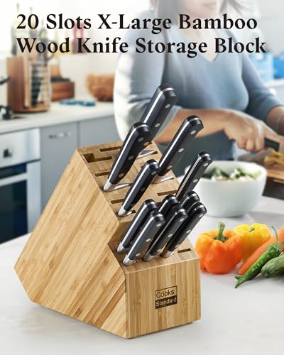 Bamboo Knife Storage Block without Knives (20 Count)