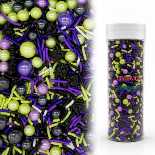 Green & Black & Purple Spiders Sprinkles Mix Size Halloween Themed Cake Decorations Cupcake Toppers Perfect for Wedding Valentine Supplies 4.58OZ