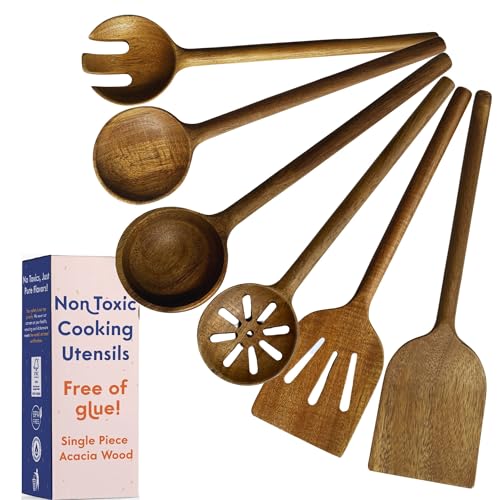 Non Toxic Acacia Wooden Utensils Set (6 Count)