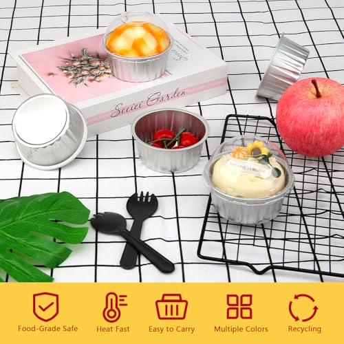 5oz Cupcake Tins with Dome Lids 100 Pack (5 Fl Oz)