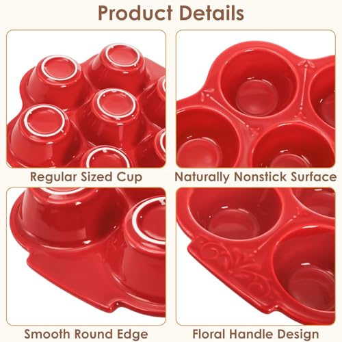 2 Pack Red Ceramic Muffin Pans (2 Count)