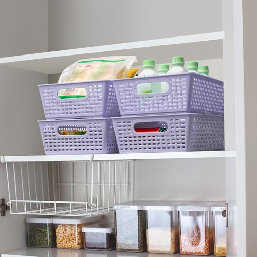 Stackable Woven Plastic Basket (6 Count)