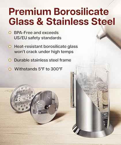 Stainless Steel French Press Coffee Maker 34 oz (2 Count)