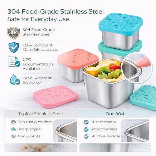 8PC 6oz Stainless Steel Snack Containers with lids (8 Fl Oz)