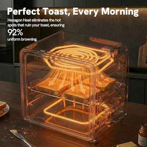 6-in-1 Retro Air Fryer Toaster Oven Combo, Compact 12.7 QT Small Countertop Convection Oven, Fits 9" Pizza & 4 Toast, Hexagon Hybrid Heating, Enamel Baking Pan Included, Pink Color