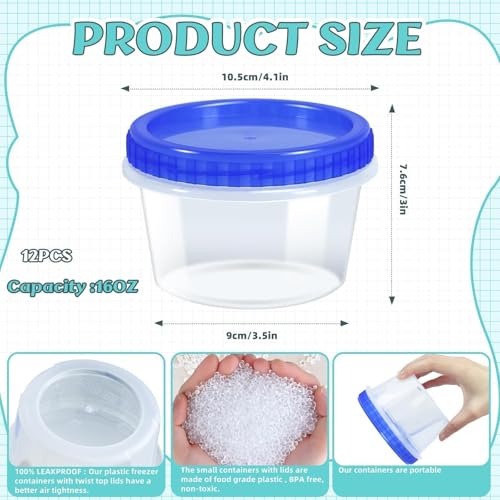 12 Pack Freezer Containers with Lids (12 Count)