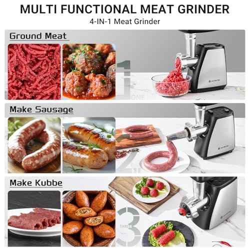4 in 1 Electric Meat Grinder Heavy Duty & Sausage Stuffer 2800W Max
