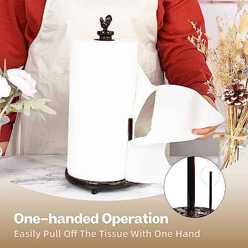 Cast Iron Rooster Paper Towel Holder for Kitchen Countertop