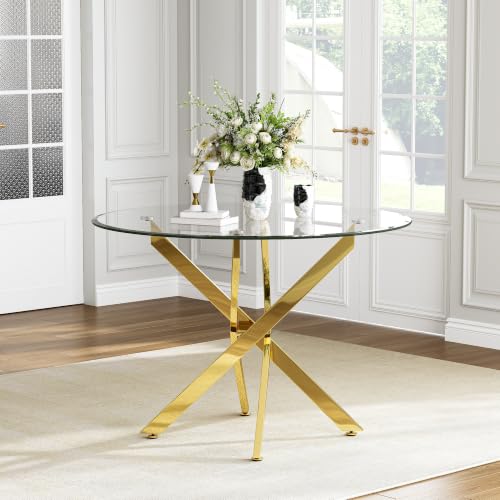 36" Round Glass Dining Table for 4