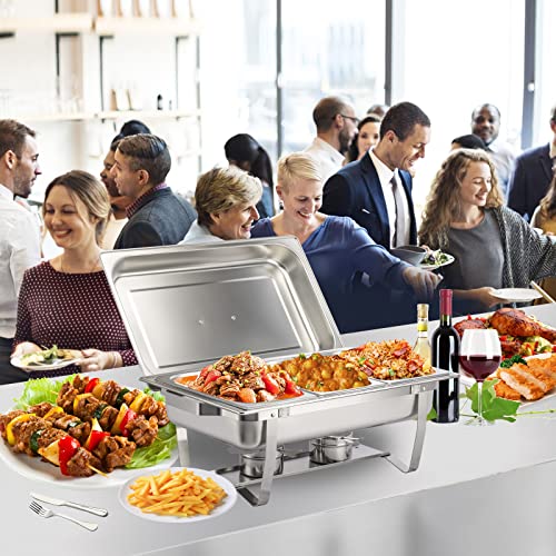 4 Pack 8 Qt Stainless Steel Chafing Dish Buffet Set for Catering (4 Count)