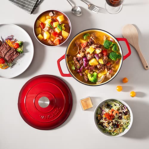 6 Qt Round Enameled Cast Iron Dutch Oven with Lid & Handles