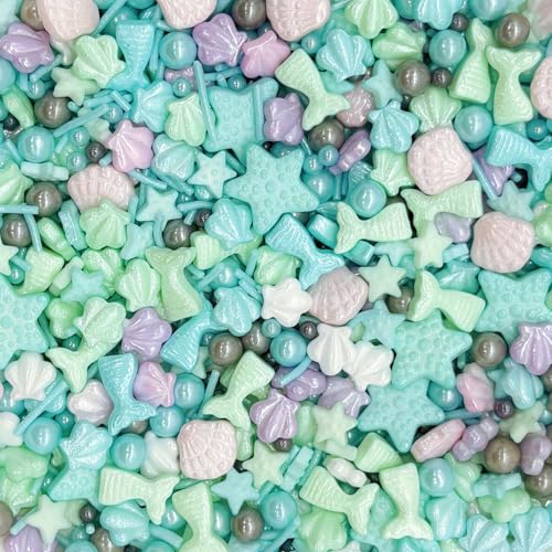 Ocean Sprinkles Candy Mix Size Edible Pearls Cake Decorations Cupcake Toppers Cookie Decorating Perfect for Wedding Party Valentine Halloween Christmas Supplies 4.58OZ (4.58 Ounce)