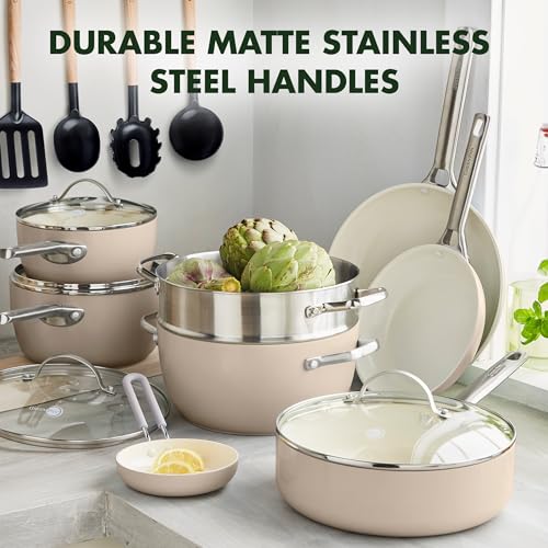 Padova Hard Anodized Healthy Ceramic Nonstick 17 Piece Cookware Set