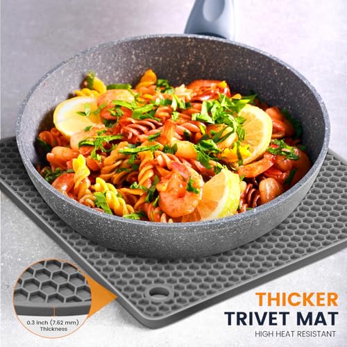 Silicone Trivet Mats 4 Heat Resistant Pot Holders Multipurpose Non (4 Count)