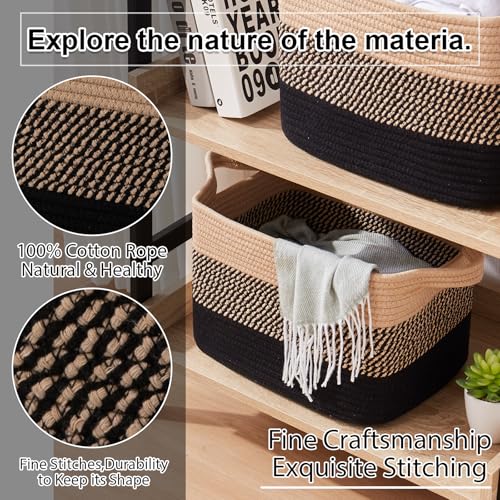 30L Storage Basket Large Blanket Basket Living Room Black & Brown