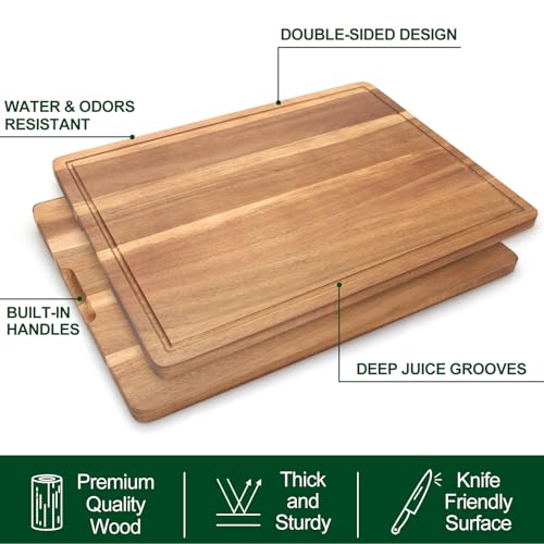 20" XL Extra Large Wood Cutting Boards for Kitchen Acacia Charcuterie Board