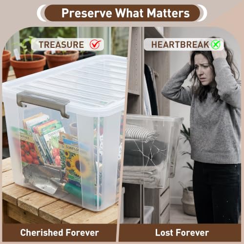 69 QT Plastic Storage Bins with Latching Lids Stackable Storage Containers for Organizing Large Clear Storage Box for Garage (4 Count)