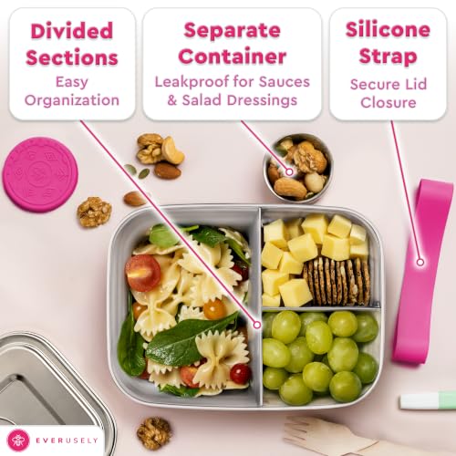 Stainless Steel Bento Box + Condiment Container (6 Count)