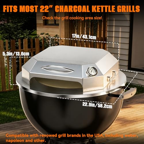 Stainless Steel Pizza Oven Kit for 22 Inch Charcoal Kettle Grilll
