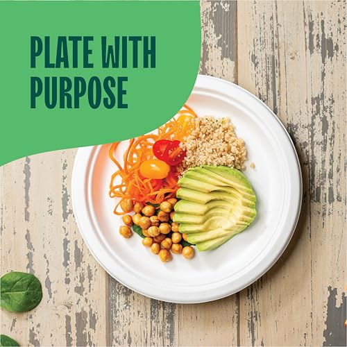 100% Compostable Paper Plates 9 Inch [500 Count] Heavy