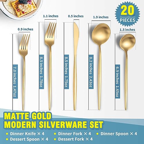 Matte Gold Silverware Set for 4 (4 Count)
