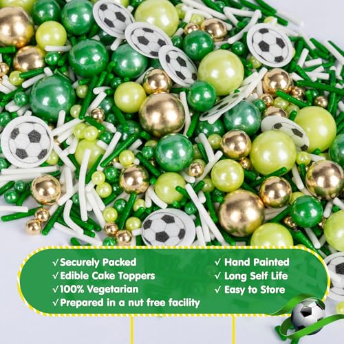 Edible Soccer Sprinkles for Cake Decorating (4.6 Ounce)