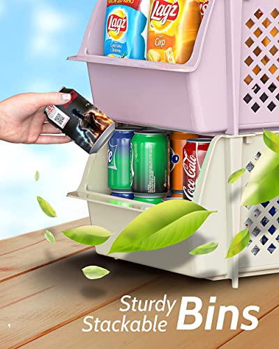 Stackable Storage Bins Open Front for Pantry Storage (4 Count)