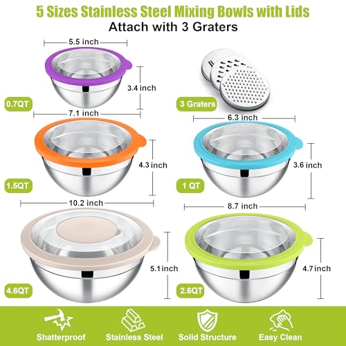 Mixing Bowls with Lids Set of 5 (5 Count)