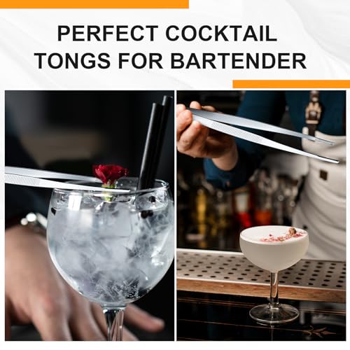 4 Packs 12 Inch Bar Tweezers Silver Cooking Tongs