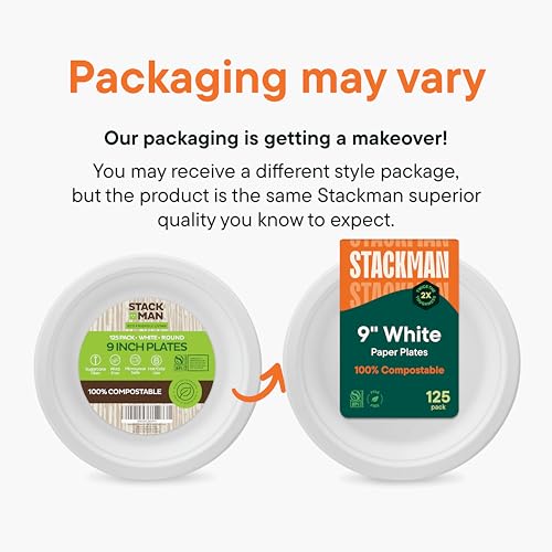 100% Compostable Paper Plates 9 Inch [500 Count] Heavy