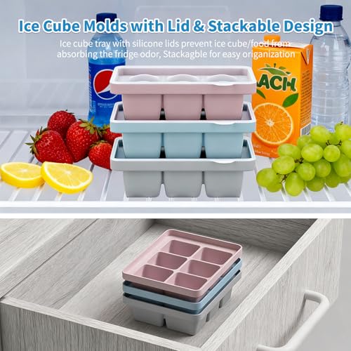 Large Silicone Ice Cube Tray Set of 3 (3 Count)