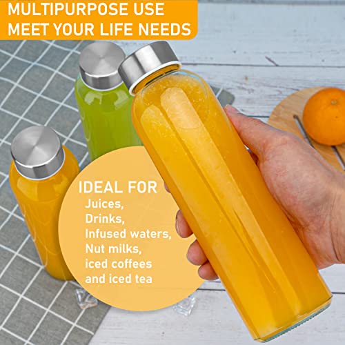 10 Pack] 18 oz Glass Water Bottles with Lids (10 Count)
