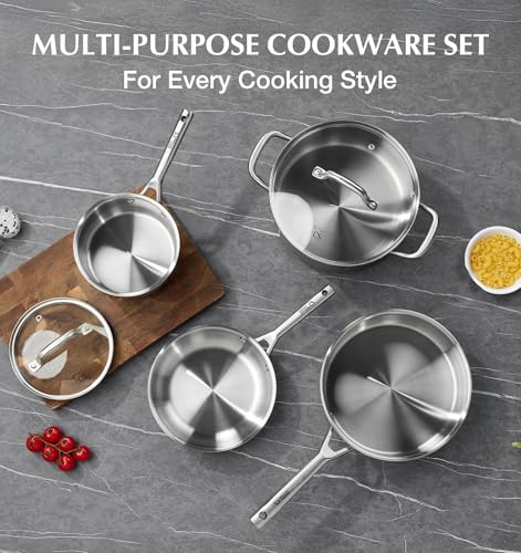 Stainless Steel Cookware Set 17 Piece with 5 Layer Base
