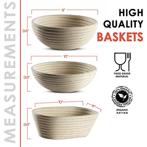 Bread Banneton Proofing Basket [Set of 2] Oval 10x6 Inch Sourdough Rising Baskets with Liner (2 Count)
