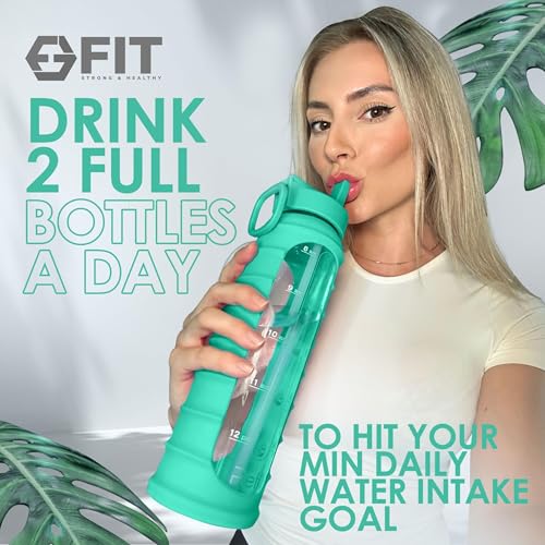32 oz Glass Water Bottle with Time Marker