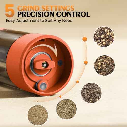 Electric Salt and Pepper Grinder Set Automatic Battery Pepper Mill Shakers Adjustable Coarseness Upgraded Larger Capacity with Led Home and Kitchen Appliances (2 Count)
