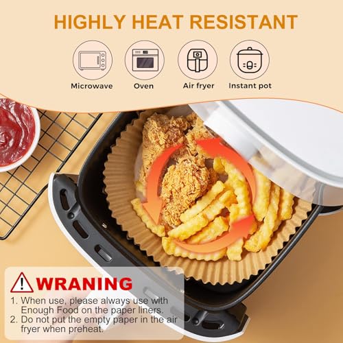 100Pcs 6.5 Inch Round Air Fryer Liners Disposable for 3 (100 Count)