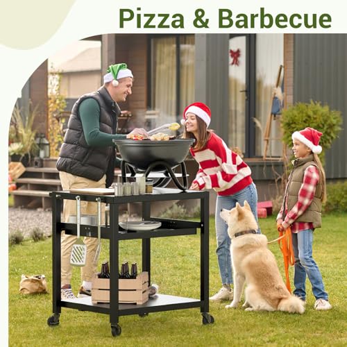 Outdoor Grill Prep Table 24"x30" Metal Grill Cart Outside 3