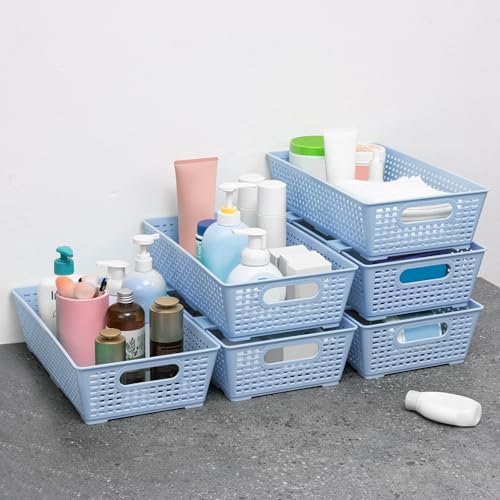 Stackable Woven Plastic Basket (6 Count)