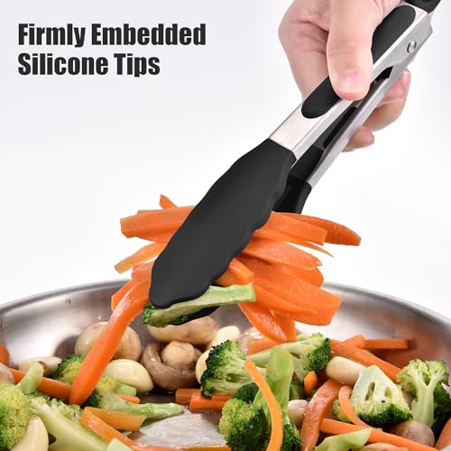 Kitchen Tongs with Silicone Tips for Cooking Serving
