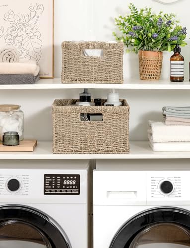 Wicker Storage Baskets for Shelves (2 Count)