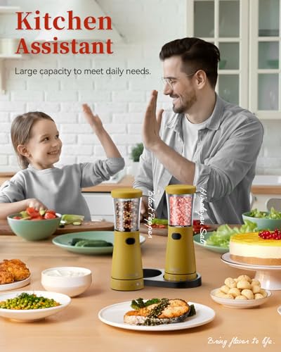 Electric Salt and Pepper Grinder Set with Storage Base (2 Count)